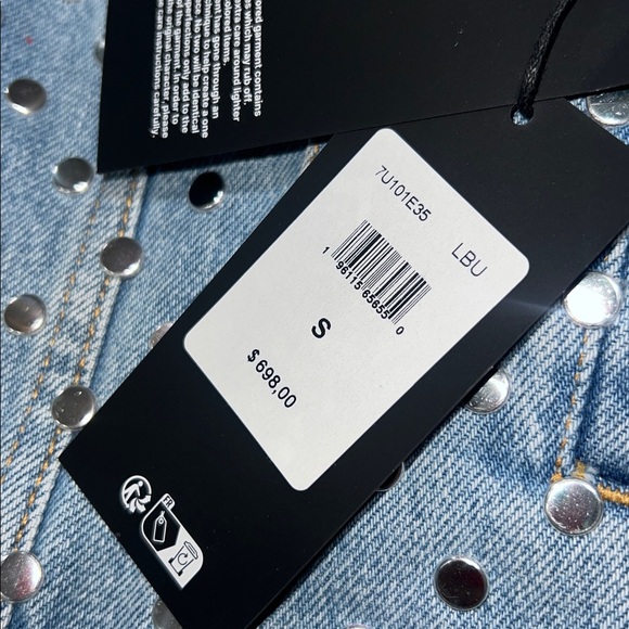 7 FOR ALL MANKIND Denim Studded Trucker Jacket size small $698 NWT - Picture 8 of 8